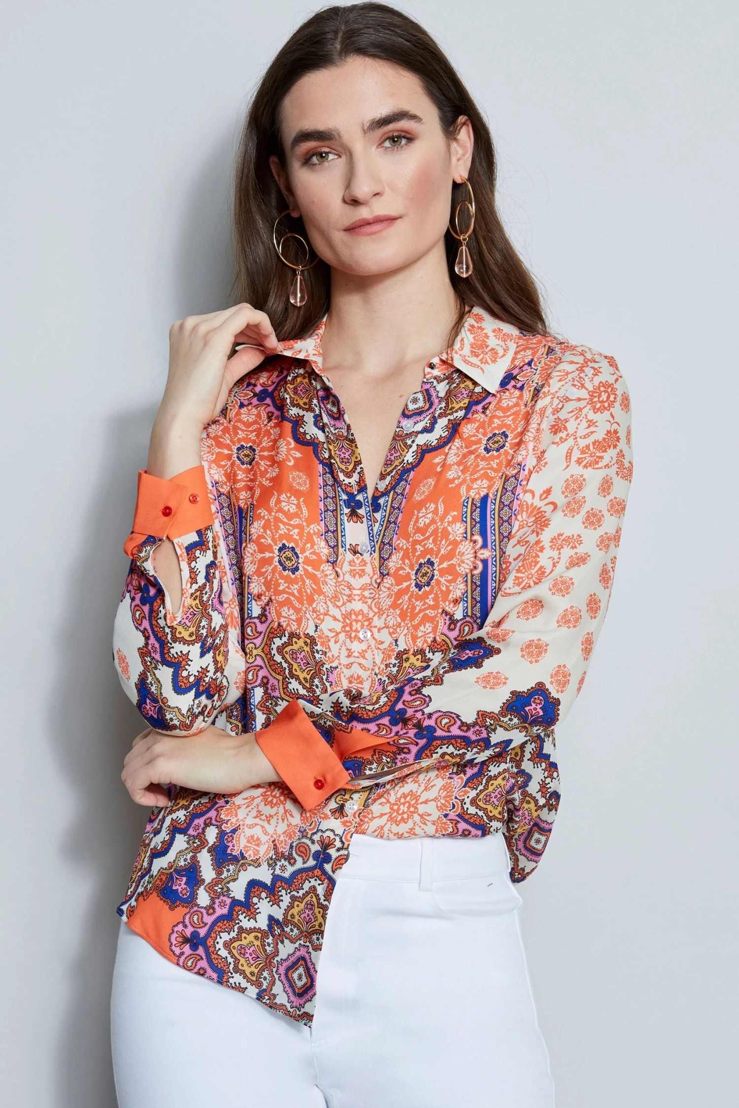 Elie Tahari Silk Georgette Bali Shirt 5 Elie Tahari Silk Georgette Bali Shirt