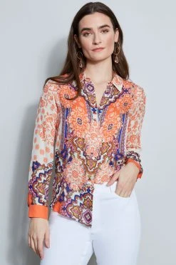 Elie Tahari Silk Georgette Bali Shirt