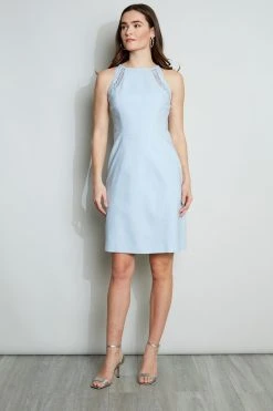 Elie Tahari Linen Lace Detail Dress Summer Delicious Pastels