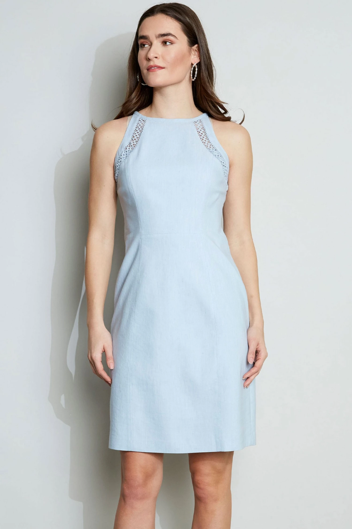 E305K602_WAVE-MELANGE_2FRONT_021.jpg Elie Tahari Linen Lace Detail Dress Summer Delicious Pastels