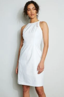 Elie Tahari Linen Lace Detail Dress 8 Elie Tahari Linen Lace Detail Dress