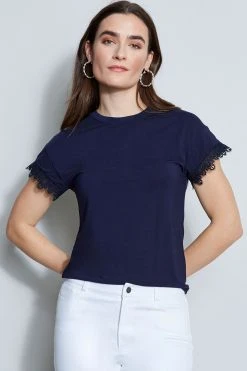 Elie Tahari Knits Lace Trim Knit