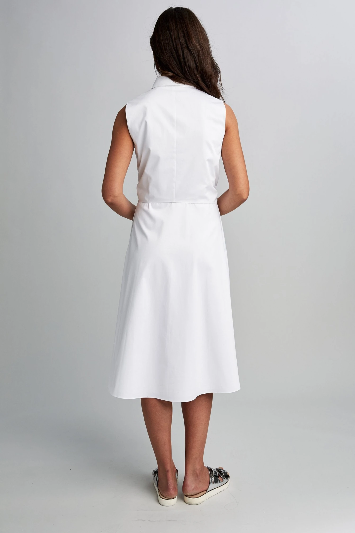 E4044601_POPLINSLTIEDRESS_WHITE_3BACK_027.jpg Elie Tahari Poplin Sleeveless Tie Dress Dresses & Jumpsuits