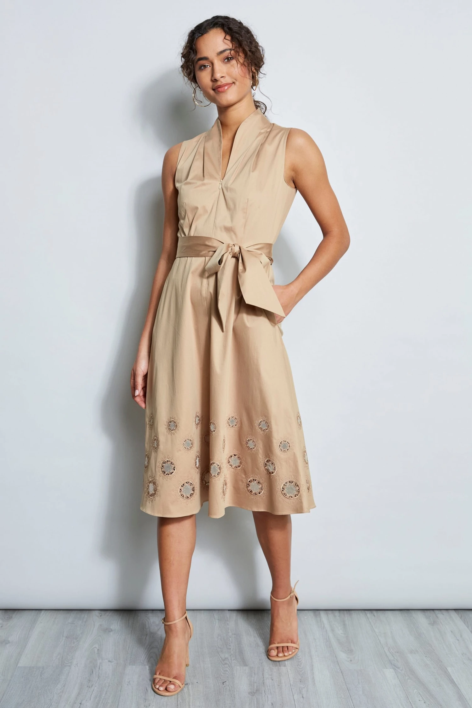 E4044602_EmbroideredHemCottonMidiDress_RATTAN_1HERO_1767.jpg Elie Tahari Dress Musings Embroidered Hem Cotton Midi Dress