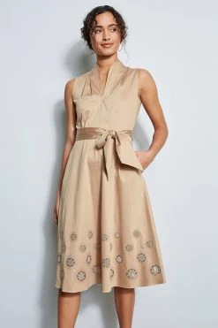 Elie Tahari Dress Musings Embroidered Hem Cotton Midi Dress 5 Elie Tahari Dress Musings Embroidered Hem Cotton Midi Dress