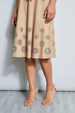 Elie Tahari Dress Musings Embroidered Hem Cotton Midi Dress 6 Elie Tahari Dress Musings Embroidered Hem Cotton Midi Dress