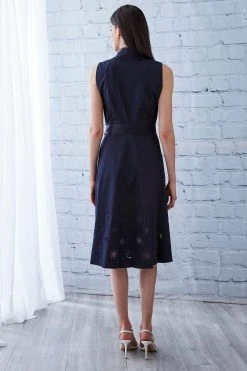 Elie Tahari Embroidered Hem Cotton Midi Dress 7 Elie Tahari Embroidered Hem Cotton Midi Dress
