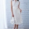 Elie Tahari Dress Musings Embroidered Hem Cotton Midi Dress 2 Elie Tahari Dress Musings Embroidered Hem Cotton Midi Dress