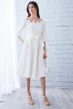 Elie Tahari Dress Musings Keyhole Cotton Midi Dress