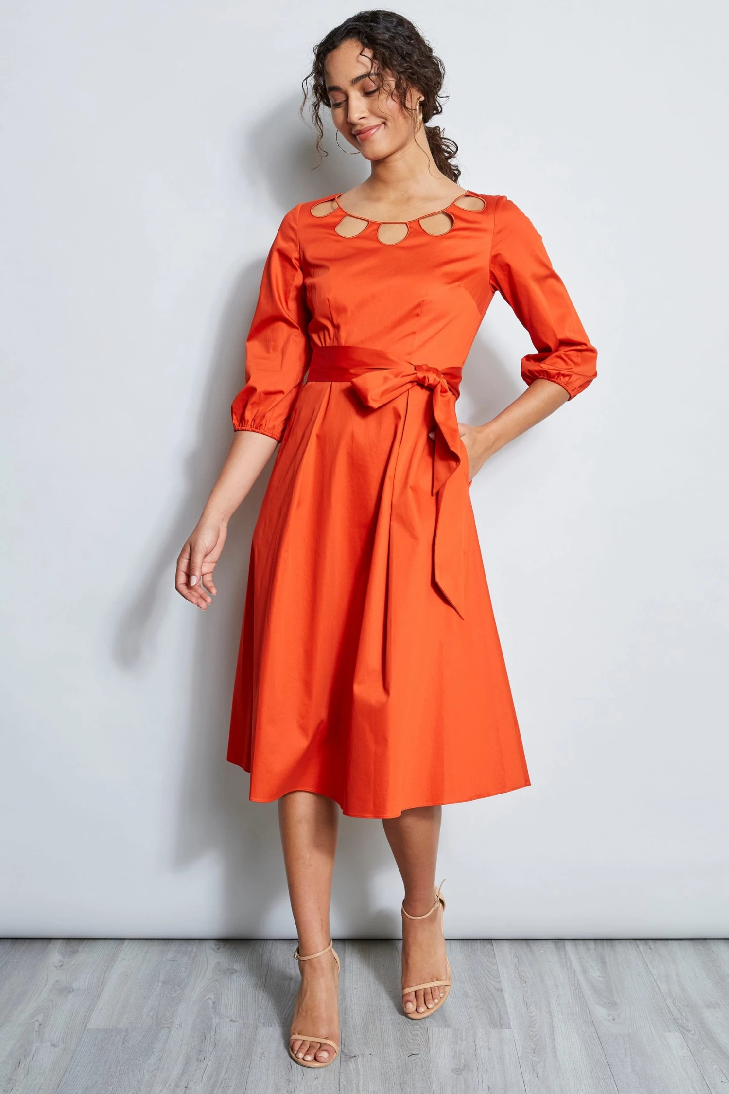 Elie Tahari Dress Musings Keyhole Cotton Midi Dress 3 Elie Tahari Dress Musings Keyhole Cotton Midi Dress