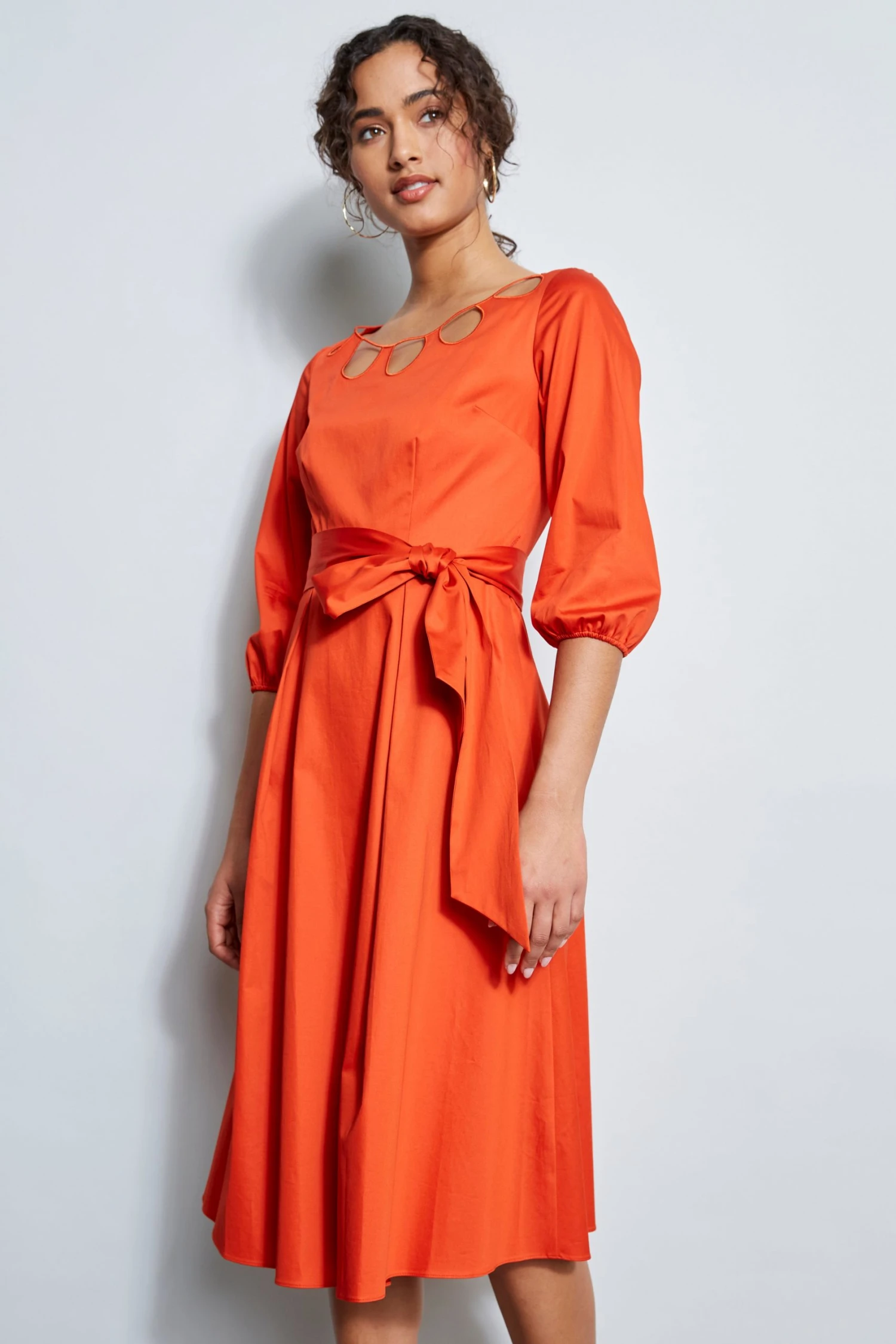 Elie Tahari Dress Musings Keyhole Cotton Midi Dress 4 Elie Tahari Dress Musings Keyhole Cotton Midi Dress