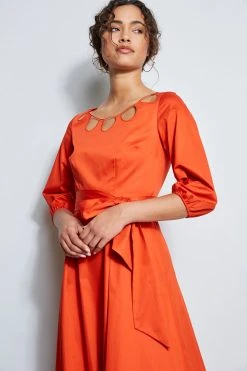 Elie Tahari Dress Musings Keyhole Cotton Midi Dress 8 Elie Tahari Dress Musings Keyhole Cotton Midi Dress