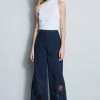 Elie Tahari Scallop Embroidered Linen Pant