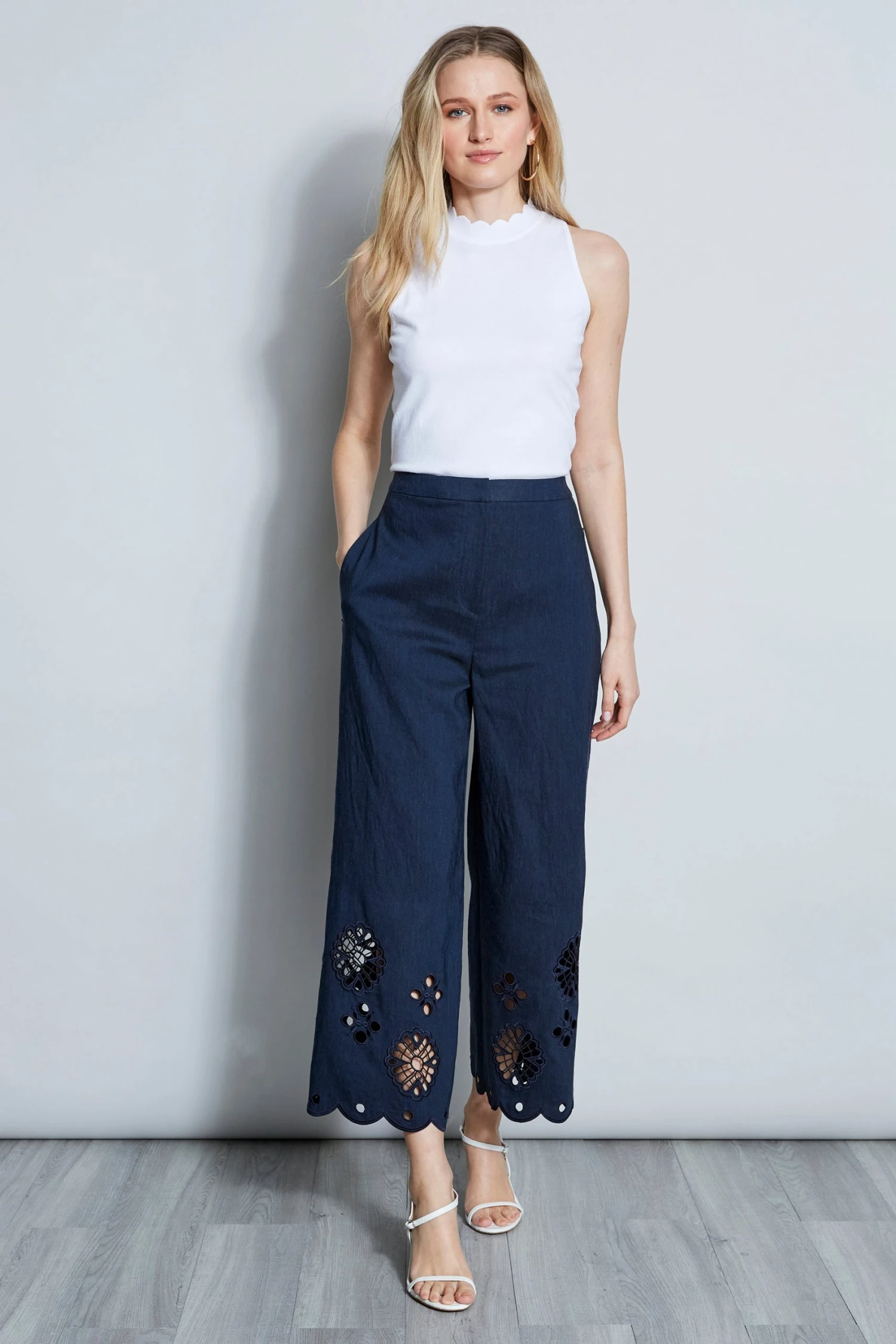 E405K202_NAVY_1HERO_023_1.jpg Elie Tahari Scallop Embroidered Linen Pant
