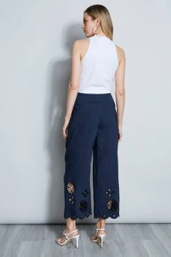 Elie Tahari Scallop Embroidered Linen Pant 5 Elie Tahari Scallop Embroidered Linen Pant