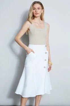 Elie Tahari Flare Linen Skirt Skirts