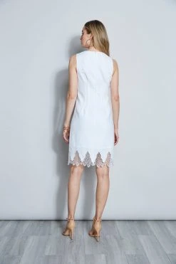 Elie Tahari Linen Lace Hem Dress