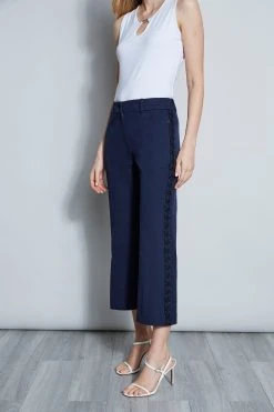 Elie Tahari Embroidered Cropped Pant