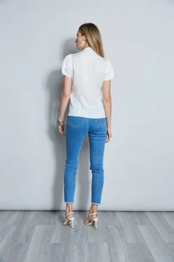 Elie Tahari Silk Tie Neck Ruffle Shirt