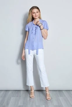 Elie Tahari Silk Tie Neck Ruffle Shirt 8 Elie Tahari Silk Tie Neck Ruffle Shirt