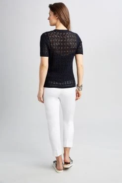 Elie Tahari Crochet Short Sleeve Sweater 9 Elie Tahari Crochet Short Sleeve Sweater