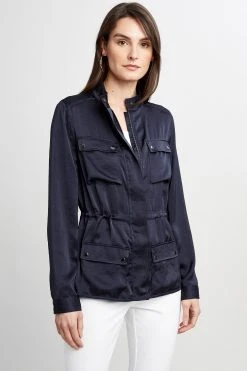 Elie Tahari Cargo Satin Jacket