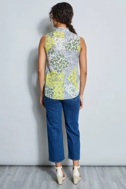 Elie Tahari Summer Delicious Pastels Silk Sleeveless Patchwork Shirt