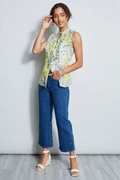 Elie Tahari Summer Delicious Pastels Silk Sleeveless Patchwork Shirt