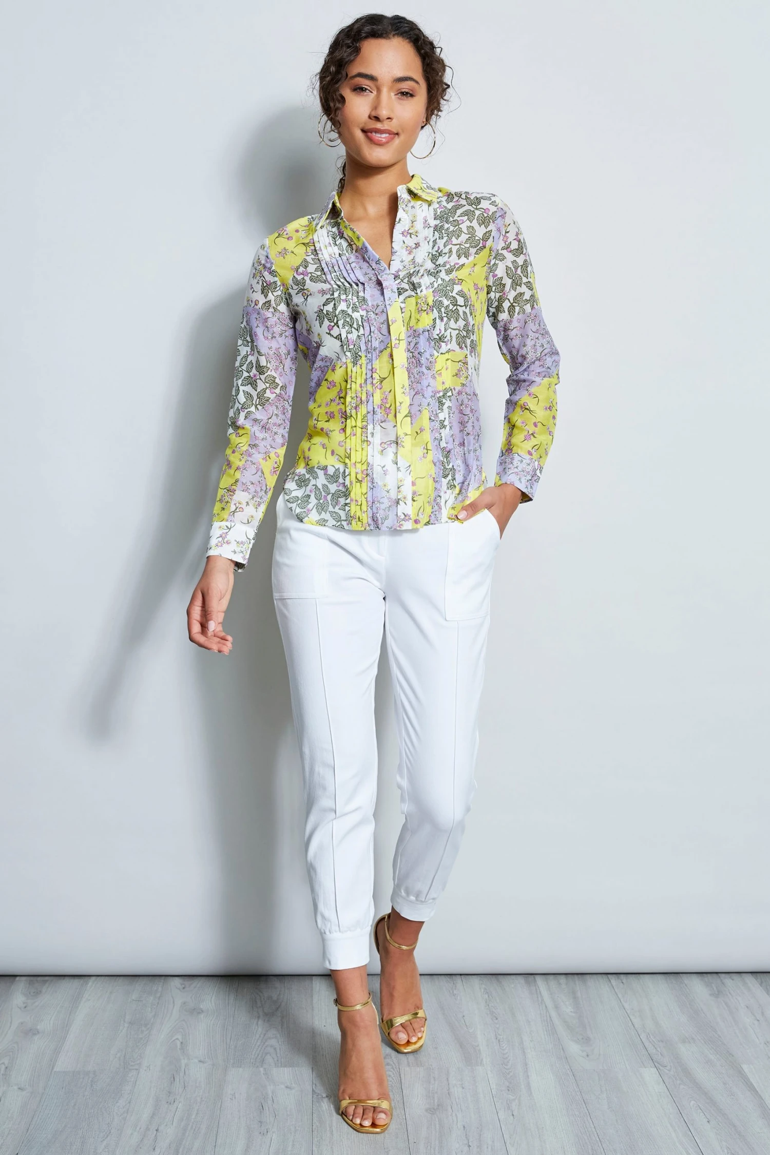 Elie Tahari Patchwork Long Sleeve Shirt 5 Elie Tahari Patchwork Long Sleeve Shirt