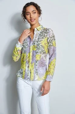 Elie Tahari Patchwork Long Sleeve Shirt