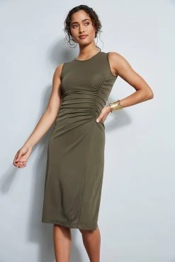Elie Tahari Ruched Midi Dress