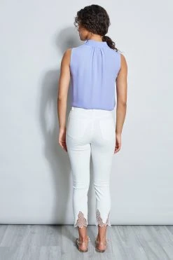 Elie Tahari Summer Delicious Pastels Embroidered Hem Pant