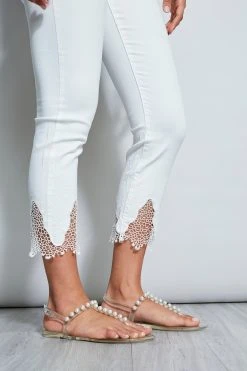 Elie Tahari Summer Delicious Pastels Embroidered Hem Pant