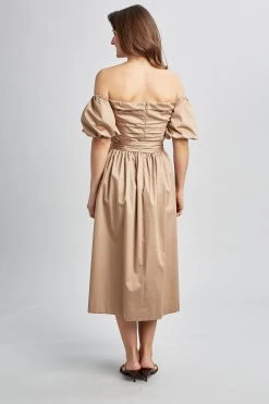 Elie Tahari Topaz Off Shoulder Midi Dress