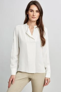 Elie Tahari Band Collar Shirt