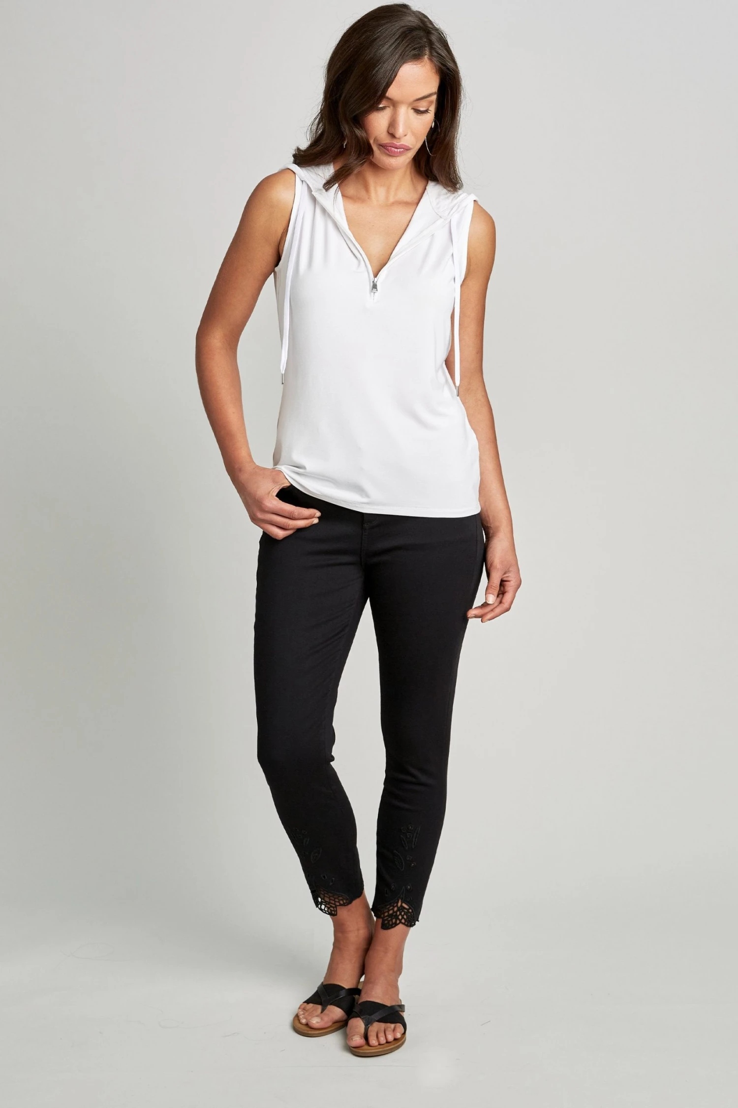 E656X511_SLEEVELESSHOODIE_WHITE_1HERO_0002.jpg Elie Tahari Sleeveless Hoodie