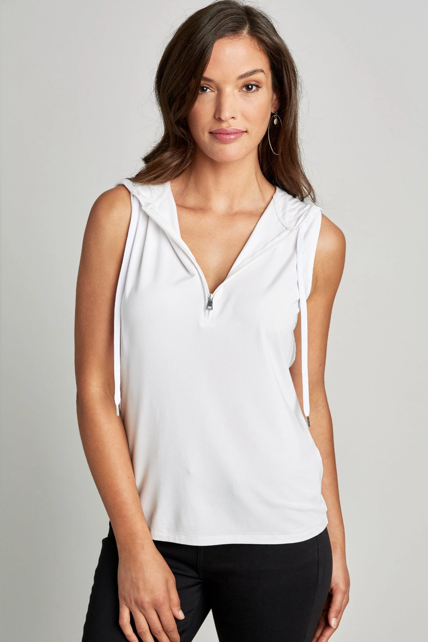 E656X511_SLEEVELESSHOODIE_WHITE_2FRONT_0024.jpg Elie Tahari Sleeveless Hoodie