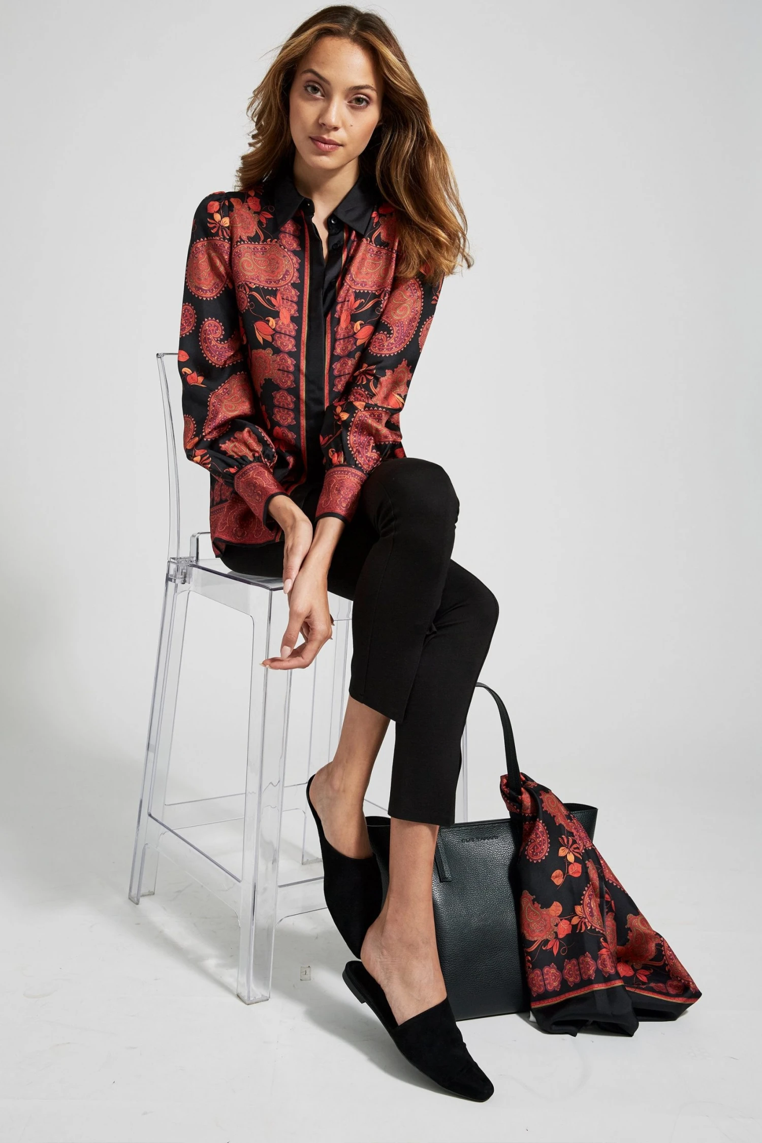 Elie Tahari Paisley Scarf Shirt Tops 4 Elie Tahari Paisley Scarf Shirt Tops