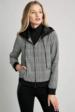 Elie Tahari Jackets & Blazers Plaid Hoodie Bomber 11 Elie Tahari Jackets & Blazers Plaid Hoodie Bomber
