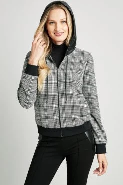 Elie Tahari Jackets & Blazers Plaid Hoodie Bomber