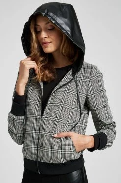 Elie Tahari Jackets & Blazers Plaid Hoodie Bomber 9 Elie Tahari Jackets & Blazers Plaid Hoodie Bomber