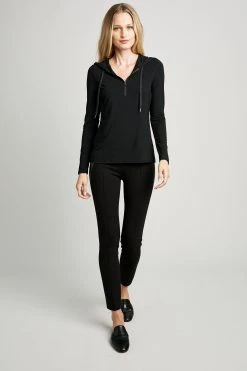 Elie Tahari Half Zip Long Sleeve Hoodie