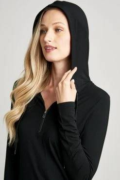 Elie Tahari Half Zip Long Sleeve Hoodie