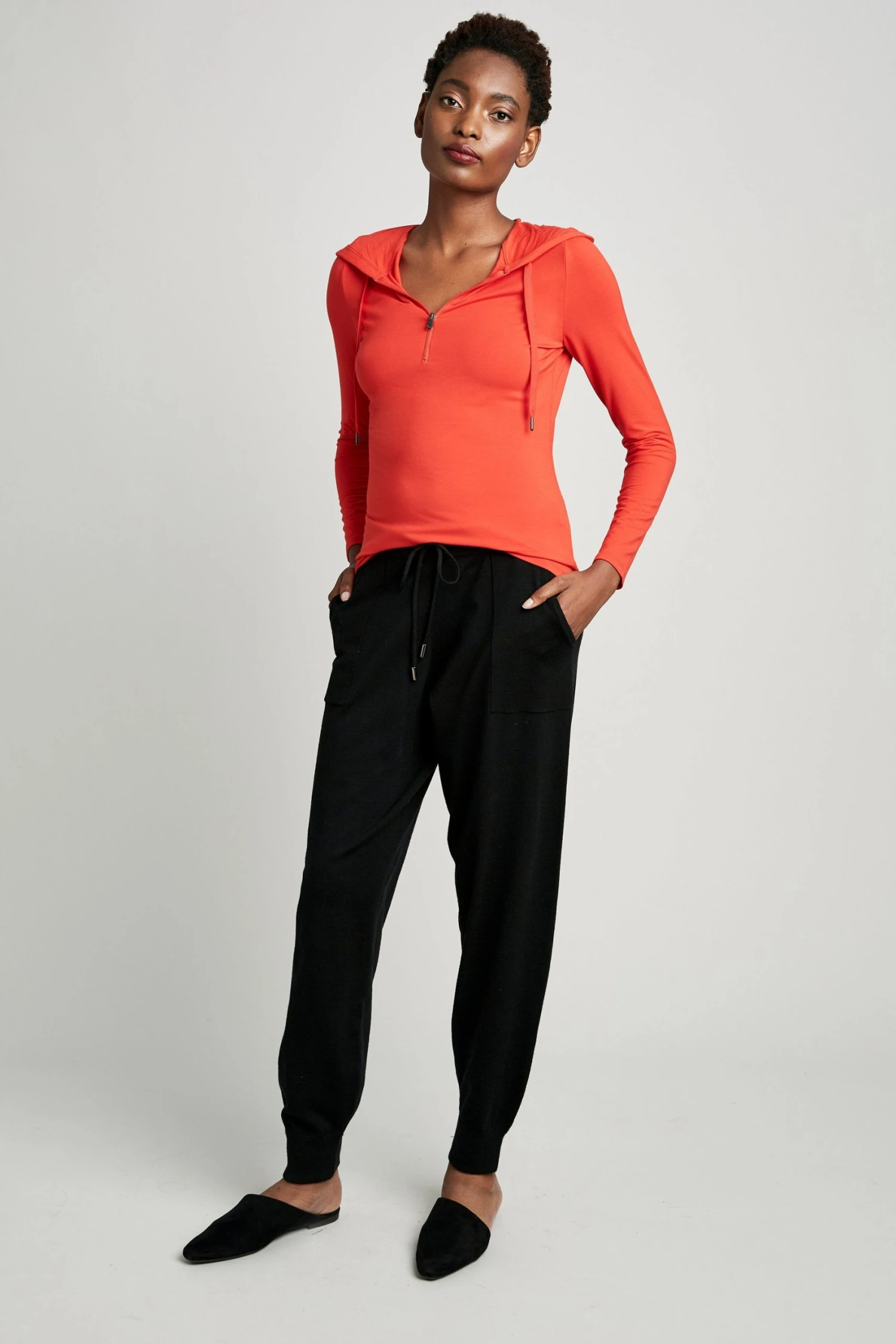 Elie Tahari Knits Half Zip Long Sleeve Hoodie 7 Elie Tahari Knits Half Zip Long Sleeve Hoodie