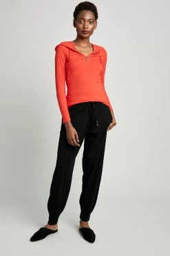 Elie Tahari Knits Half Zip Long Sleeve Hoodie 10 Elie Tahari Knits Half Zip Long Sleeve Hoodie