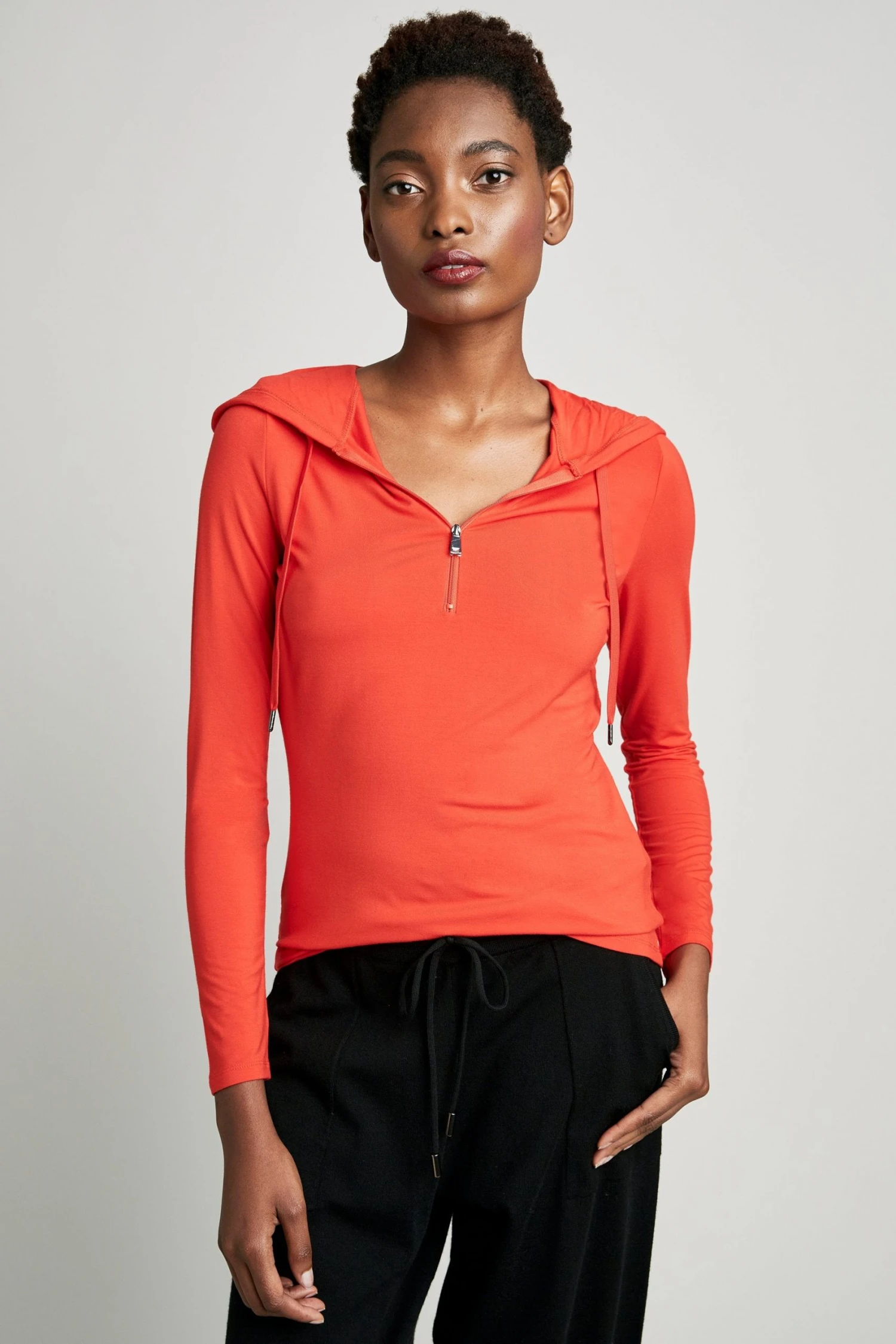 Elie Tahari Knits Half Zip Long Sleeve Hoodie 3 Elie Tahari Knits Half Zip Long Sleeve Hoodie