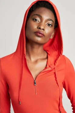 Elie Tahari Knits Half Zip Long Sleeve Hoodie 9 Elie Tahari Knits Half Zip Long Sleeve Hoodie