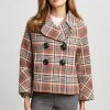 Elie Tahari Plaid Double Breasted Peacoat