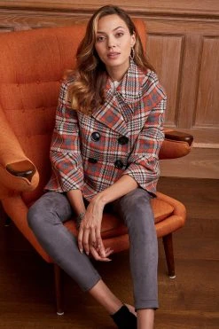 Elie Tahari Plaid Double Breasted Peacoat 10 Elie Tahari Plaid Double Breasted Peacoat