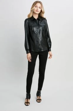 Elie Tahari Vegan Leather Shacket Tops